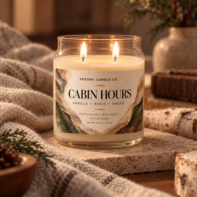 Spoony Candle Co Lifestyle Image Cabin Hours.PNG