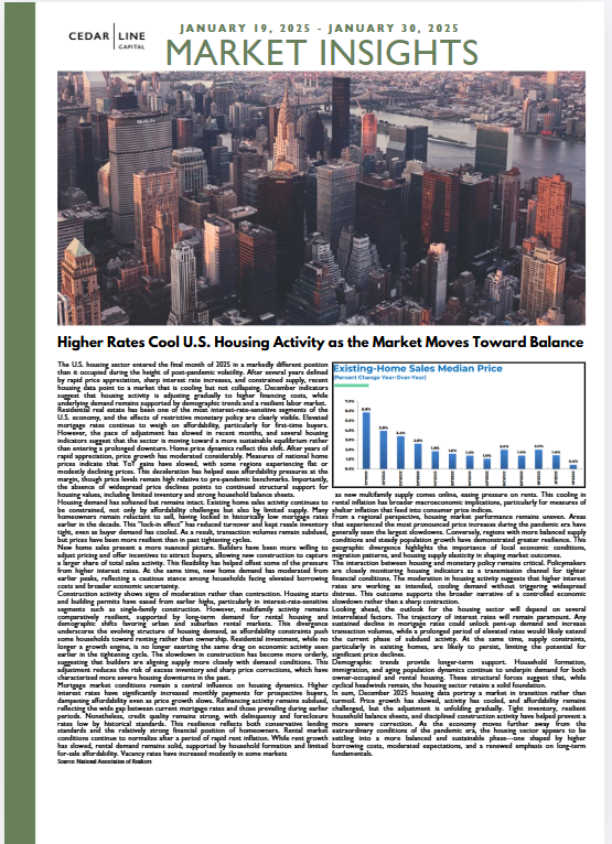 Higher Rates Cool U.S. Housing Activity as the Market Moves Toward Balance