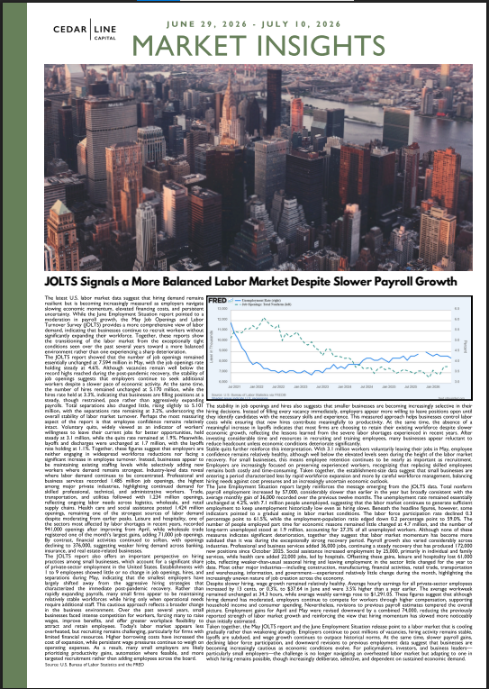 JOLTS Signals a More Balanced Labor Market Despite Slower Payroll Growth