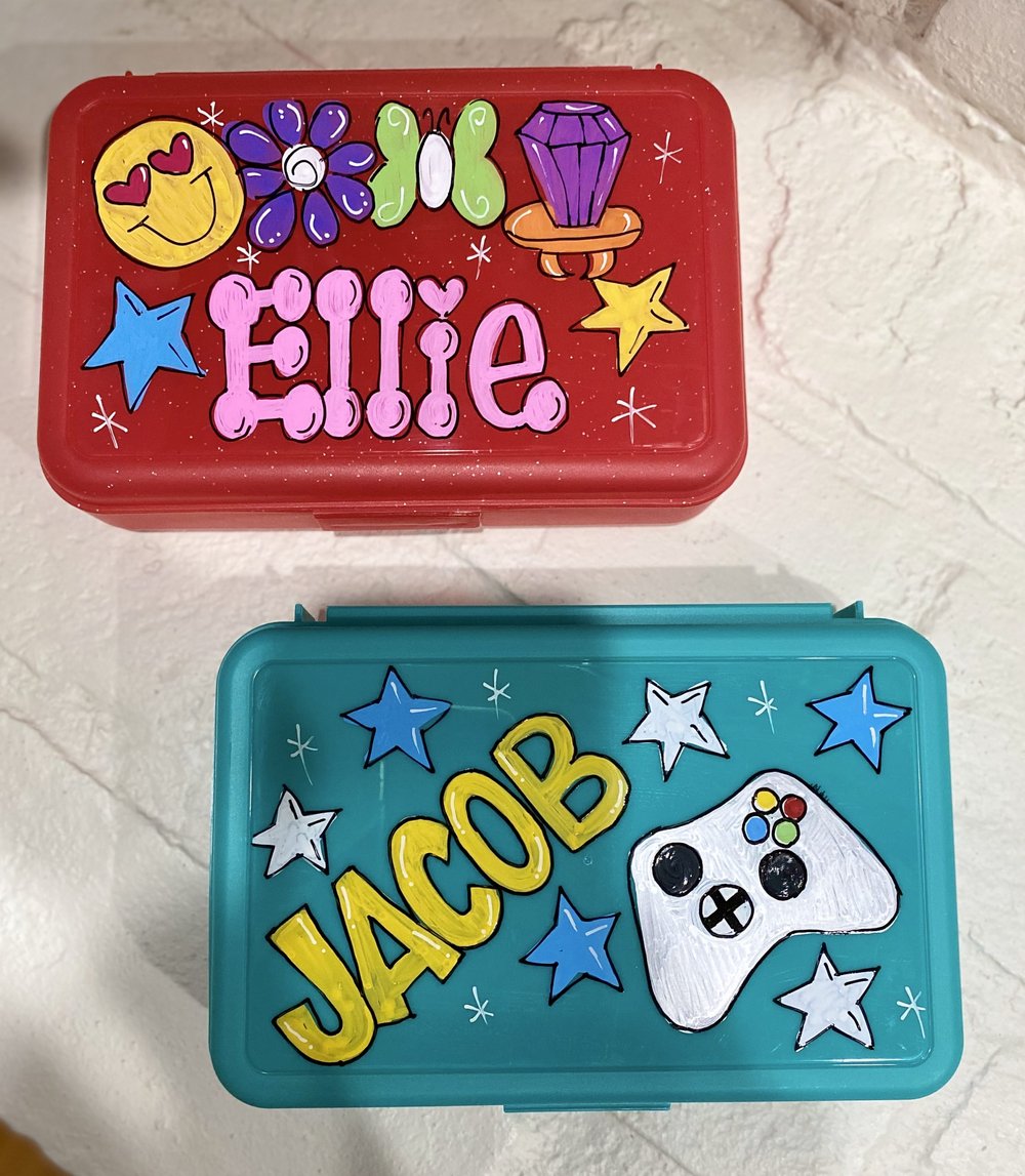 Personalized Embroidered Kids Pencil Box Art Supplies Case Rainbow Stars  Galaxy