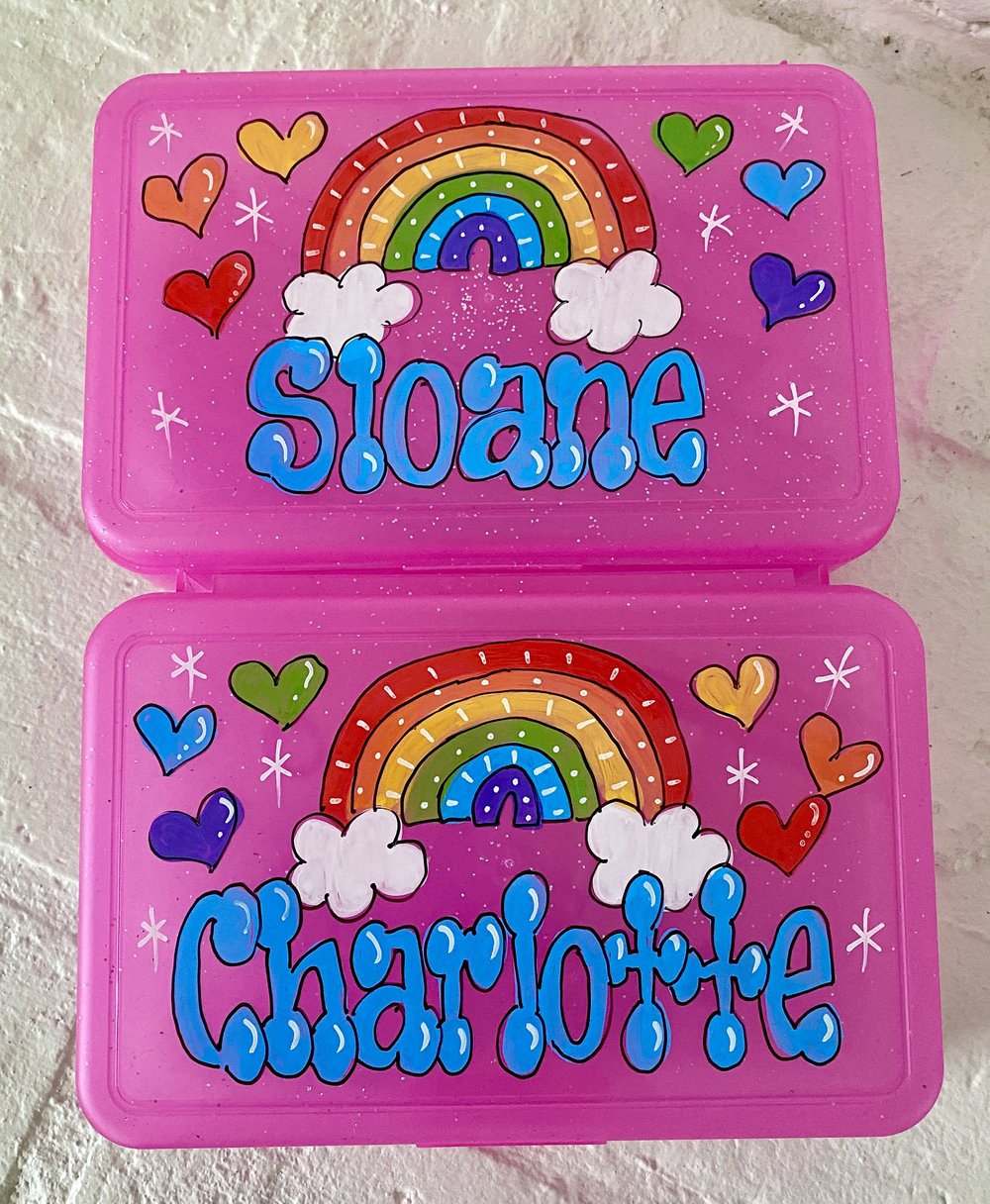 Personalized Embroidered Kids Pencil Box Art Supplies Case Rainbow Stars  Galaxy