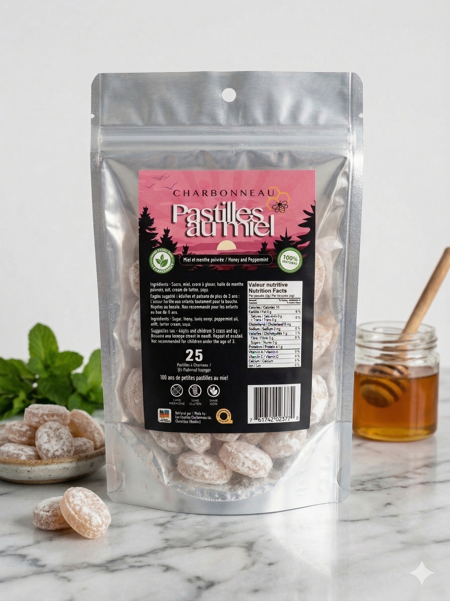 Pastilles Miel et Menthe Poivrée à l'Ancienne