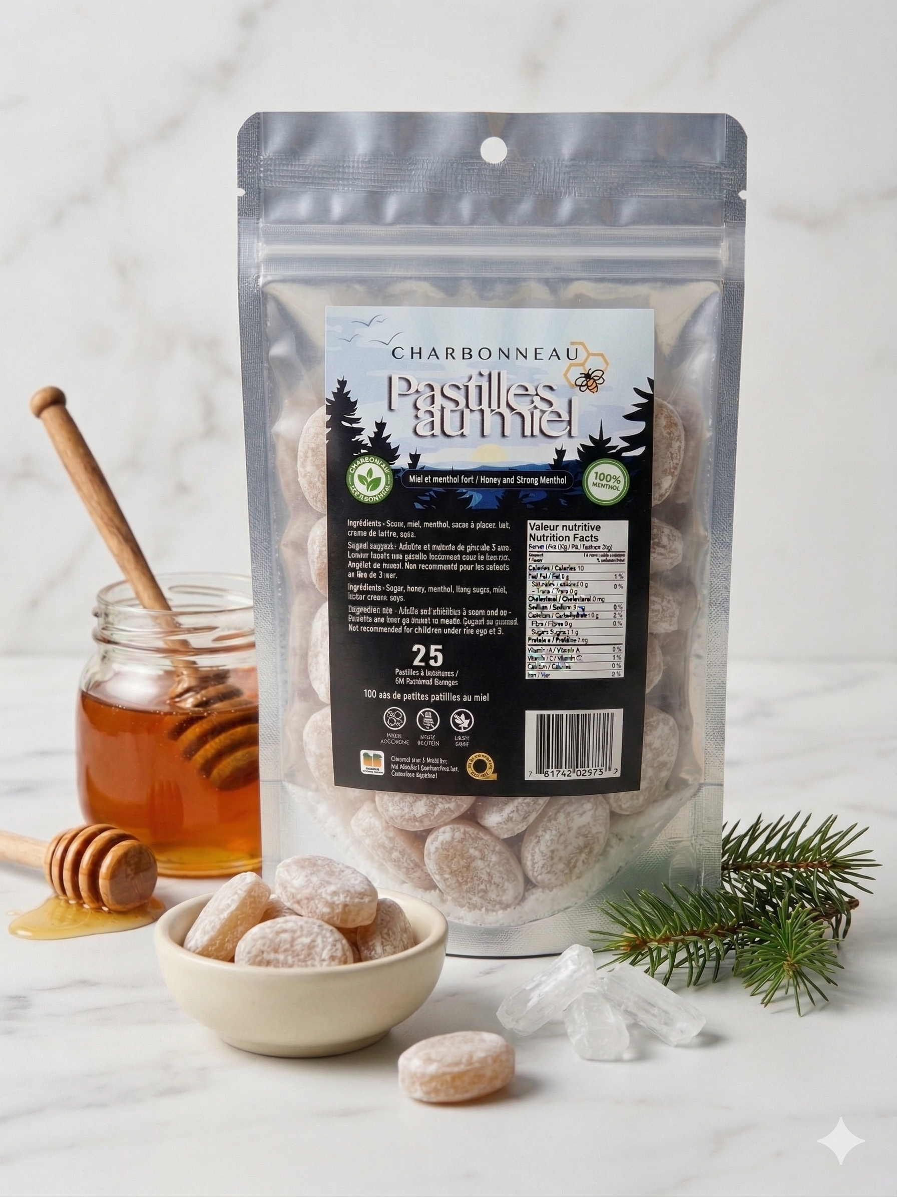 Pastilles Miel et Menthol Fort à l'Ancienne