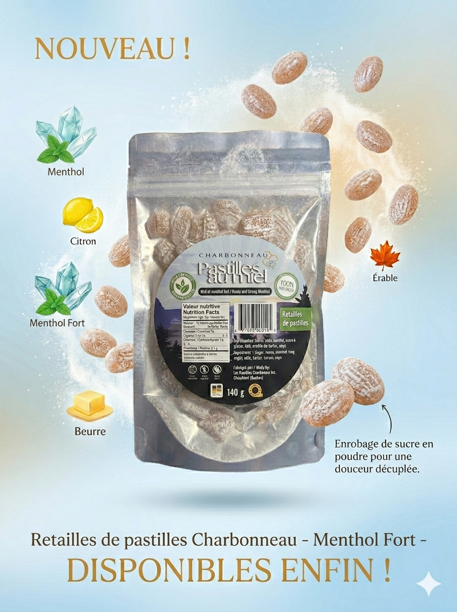 Retailles de Pastilles Miel et Menthol Fort