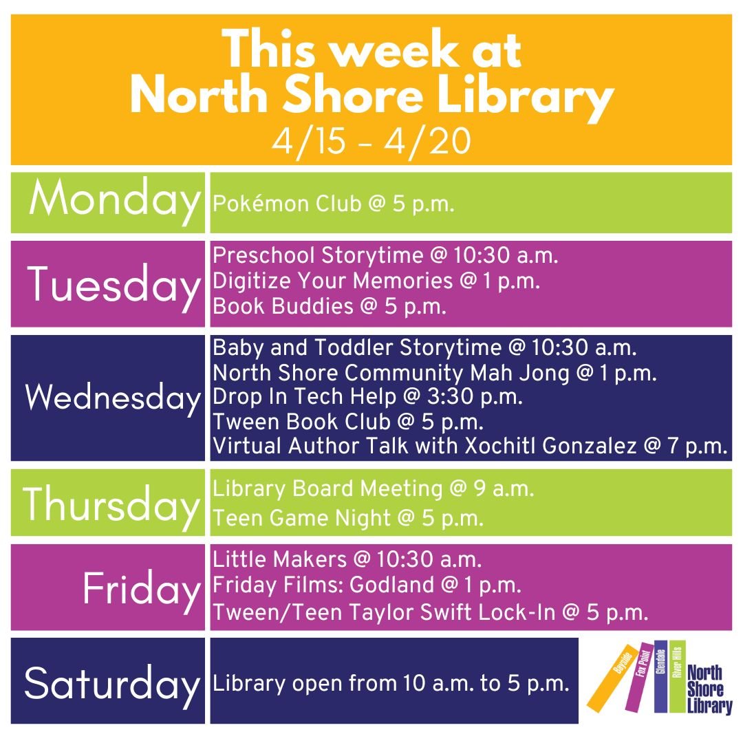 This week at North Shore Library! #NorthShoreLibrary