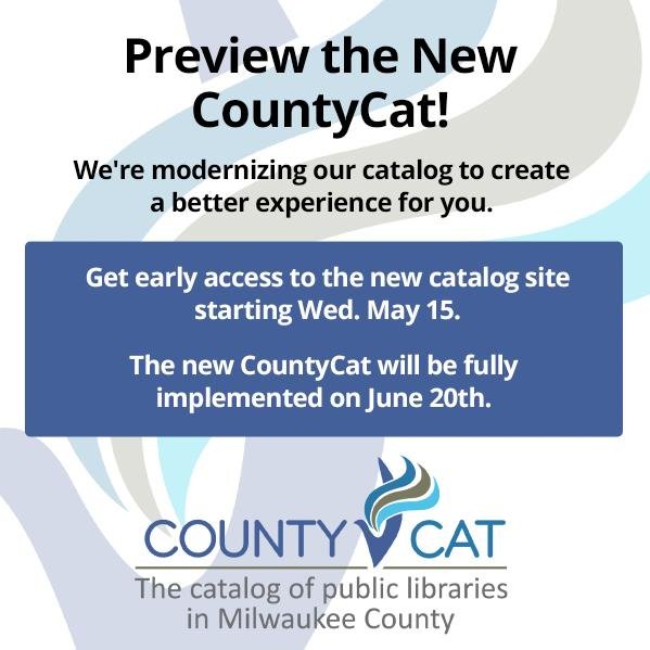 It&rsquo;s time to check out the new CountyCat website!

Go to: mcfls.aspendiscovery.org

CountyCat is the catalog that our library patrons use to search for books, audio books, movies, music, and other non-book items available for check out at any l