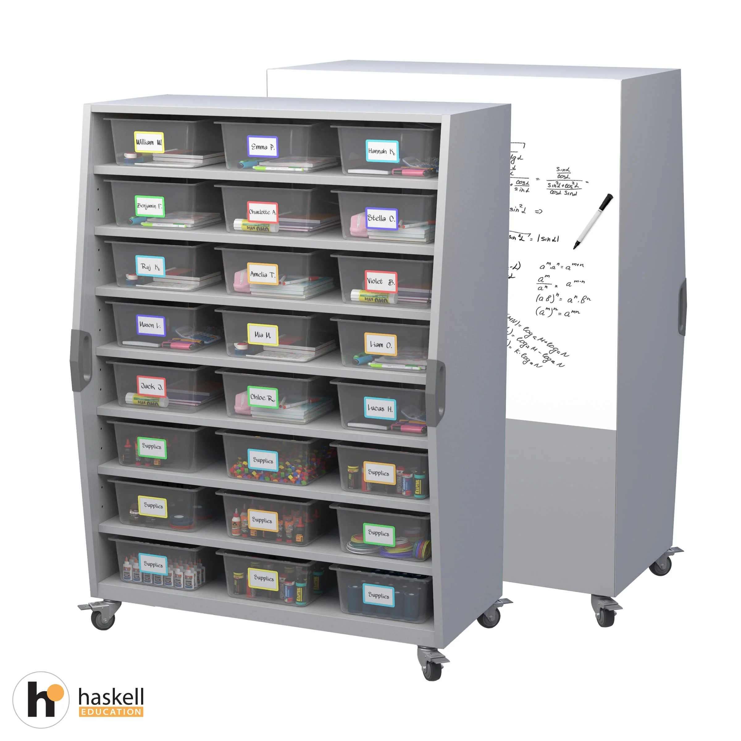 Tall Storage Cart with Optional Whiteboard Back