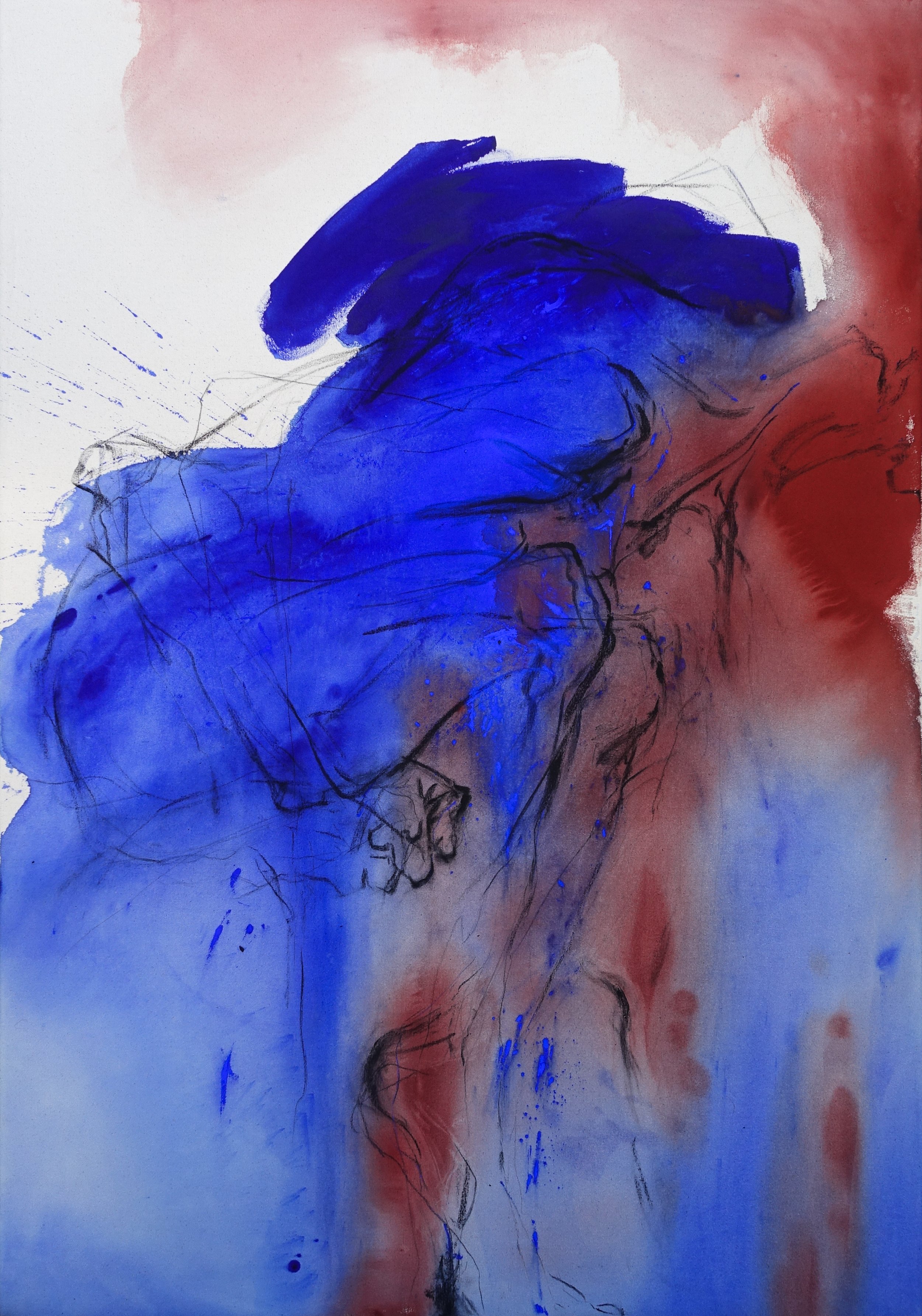 Bearing Down / 2026 / Acrylic and charcoal on canvas / 54 × 38 in