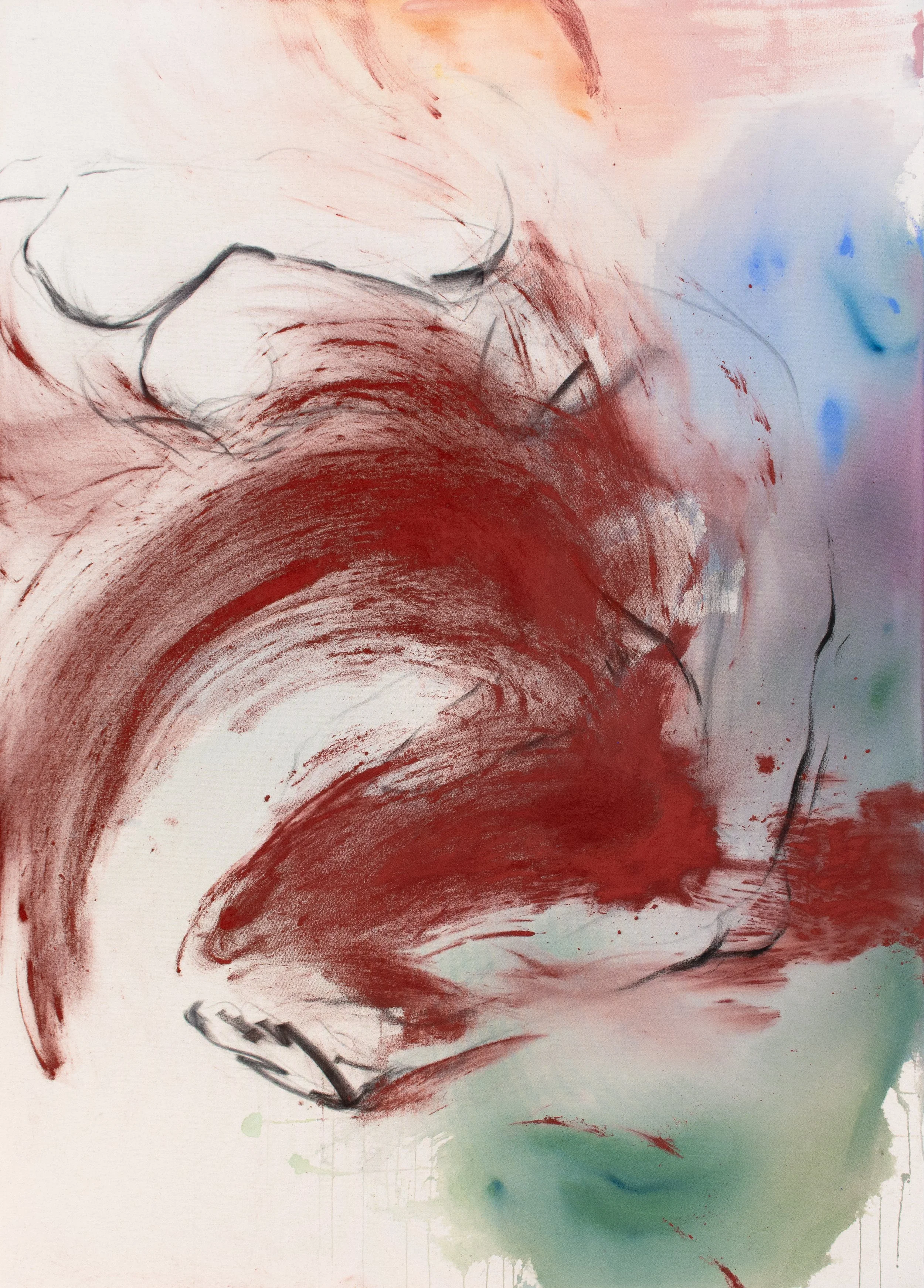 Undercurrent II / 2026 / Acrylic, charcoal, and dry pigment on canvas / 55.1 × 39.4 in (140 × 100 cm)
