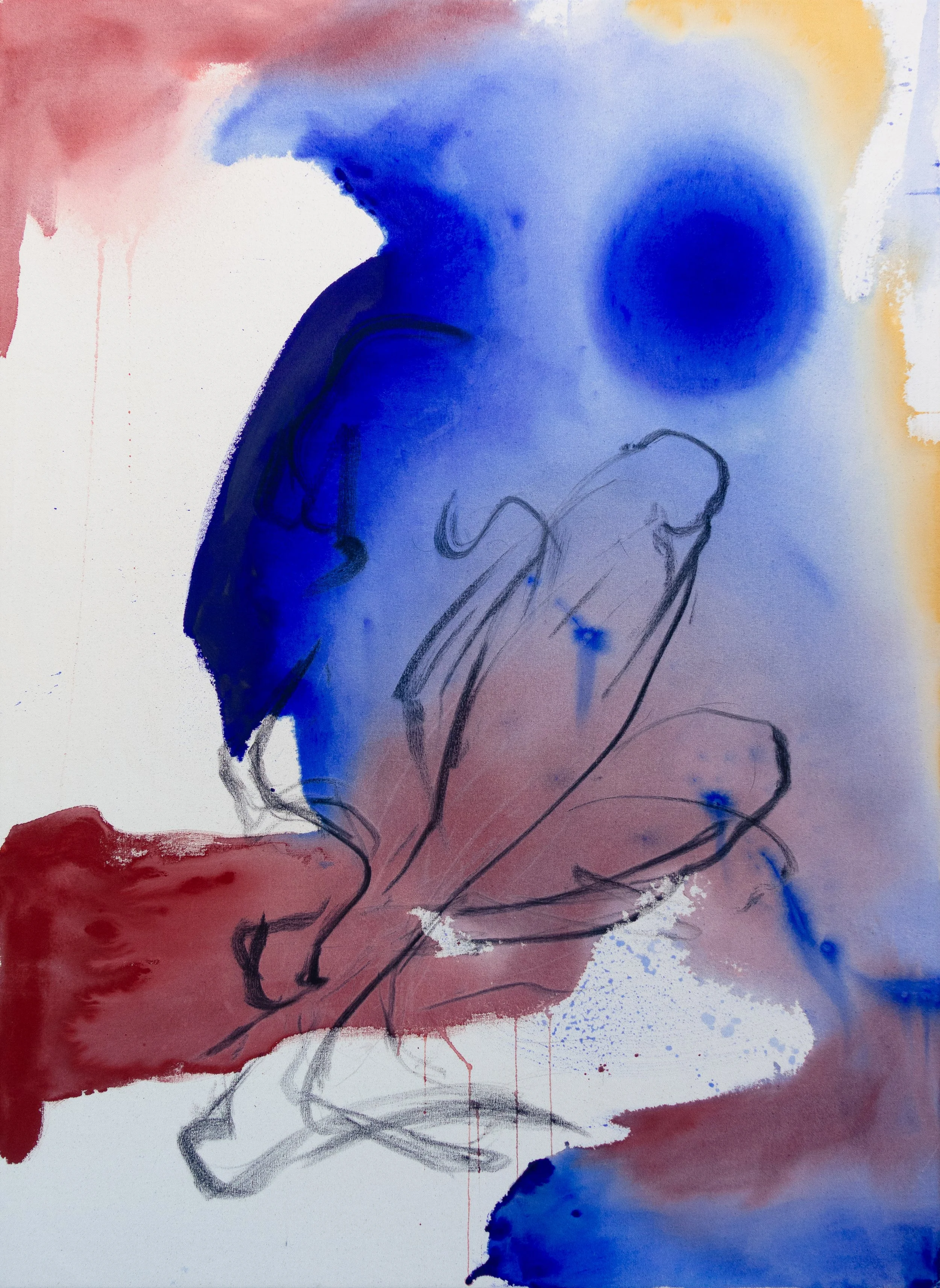 Drawing In / 2026 / Acrylic and charcoal on canvas / 52 × 38 in