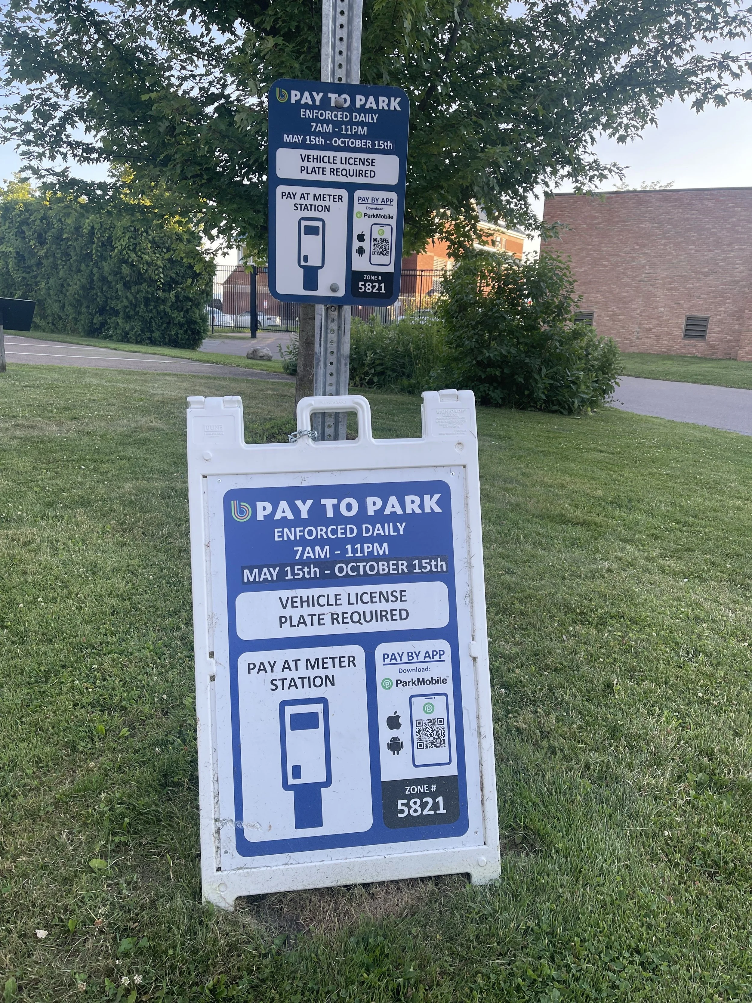 Waterfront parking signage