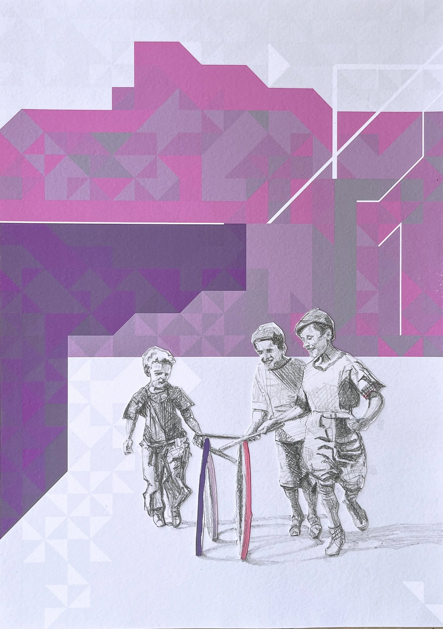 Athens 19. 2025. Pencil, collage and digital on paper. 30 x 21 cm.