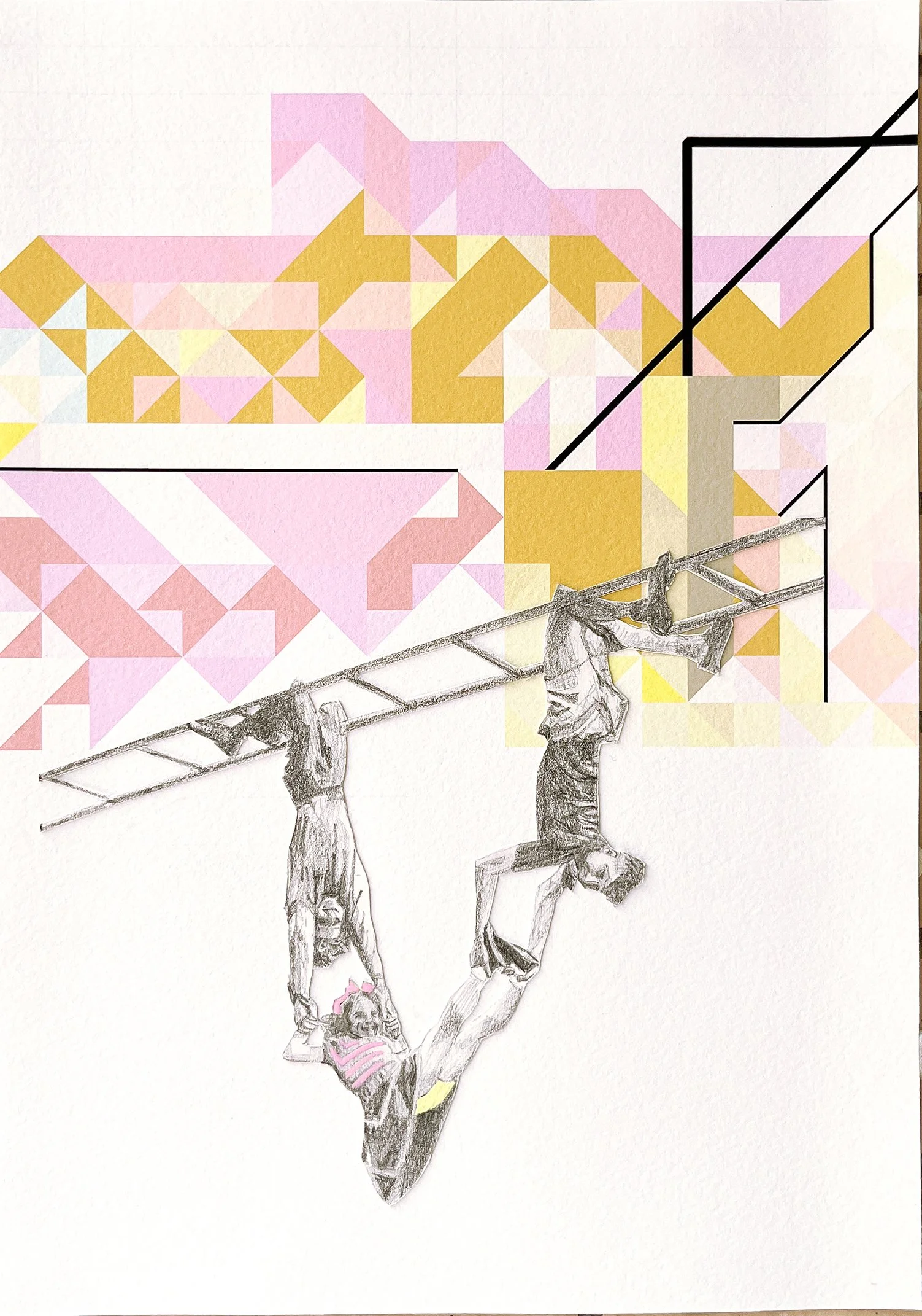 Athens 13. 2025. Pencil, collage and digital on paper. 30 x 21 cm. SOLD.