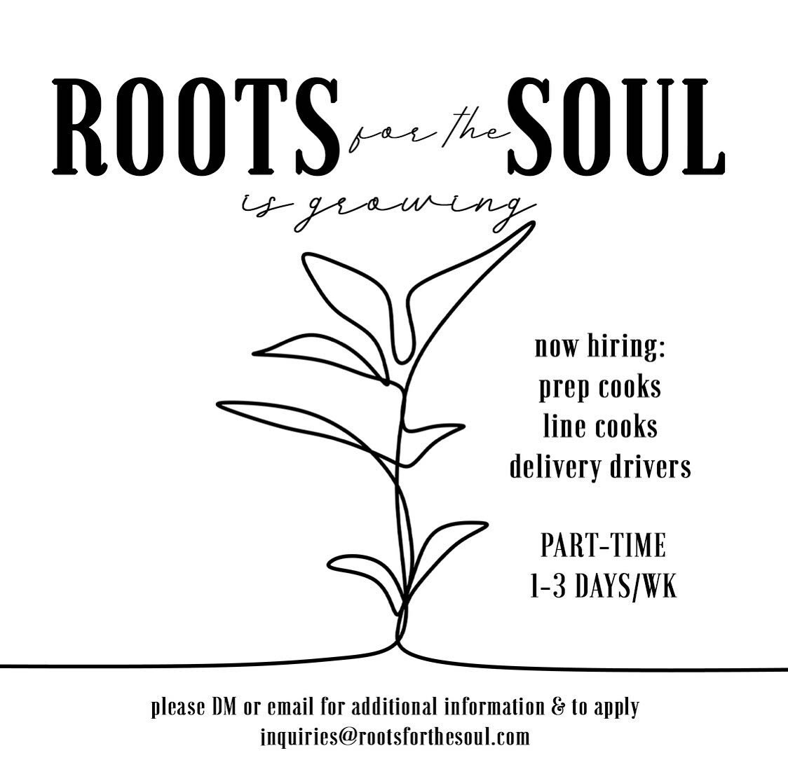 We are growing &amp; would love to add some amazing people to our team. Experience is always preferred, but not required if you&rsquo;ve got the drive! DM or email us to inquire. Exciting things are ahead! Please share with your network!! 

#rootsfor