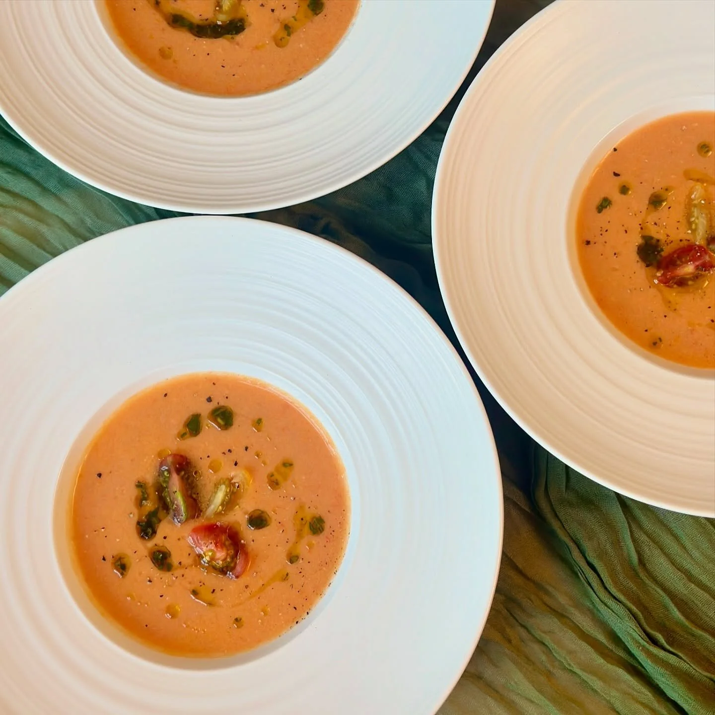 Refreshing, nourishing and delicious? There&rsquo;s two weeks left to get your orders in for our Heirloom Gazpacho (with basil oil and sliced 🍅s). It&rsquo;s bringing memories back for our client from 20+ years ago for us 🌱, we can&rsquo;t ask for 