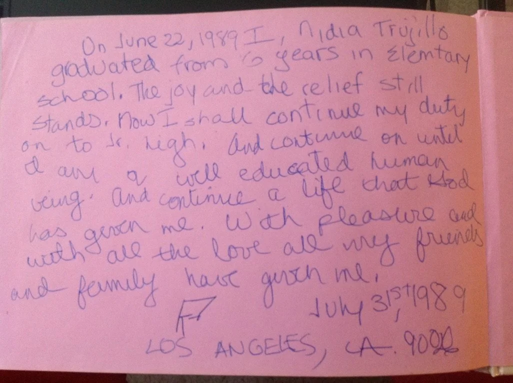 A childhood journal entry written by Nidia after graduating from elementary school in 1979.