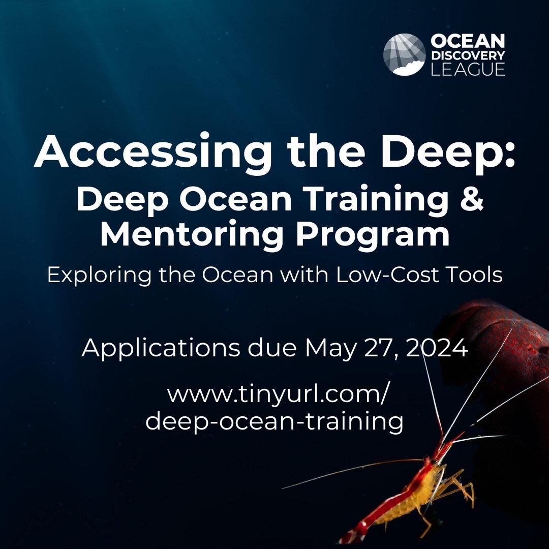 Super cool opportunity for early-career ocean professionals in the Pacific to learn how to explore the deep sea! 🦑

Check out the website to learn more and apply by May 27th: 
https://www.oceandiscoveryleague.org/projects/deep-ocean-training