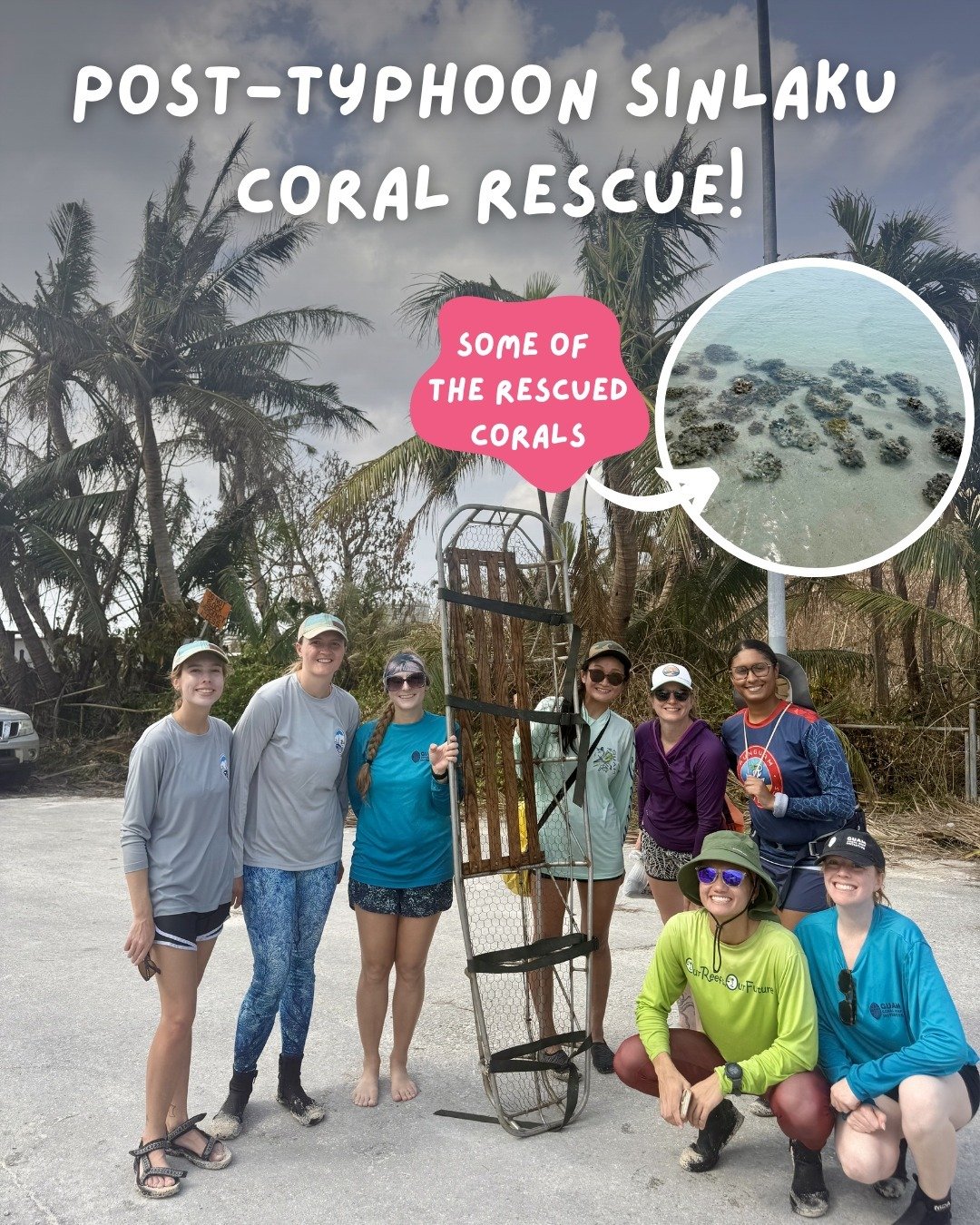 In response to Typhoon Sinlaku, GCRI organized two coral rescue efforts to return living corals washed ashore during the storm back onto the reef in Tumon Bay! 🪸 

These corals were left scattered along the shoreline after being broken off the reef 