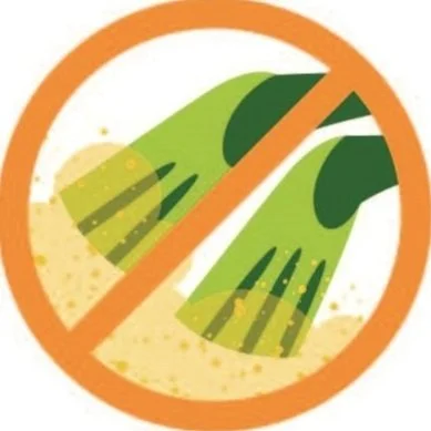 Strikethrough icon with snorkel fins stirring the sand seafloor