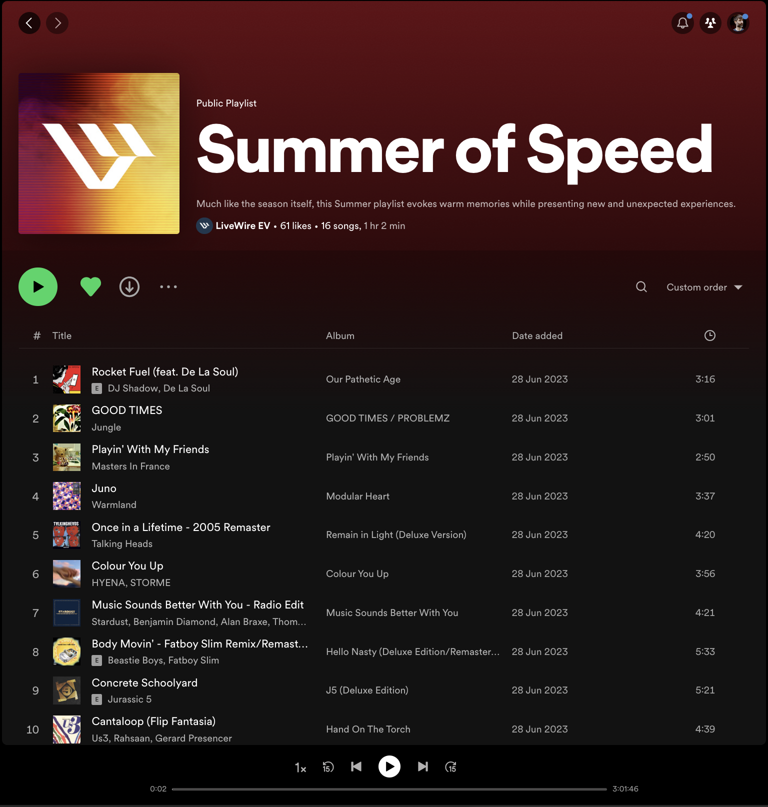 LiveWire 'Summer of Speed' playlist