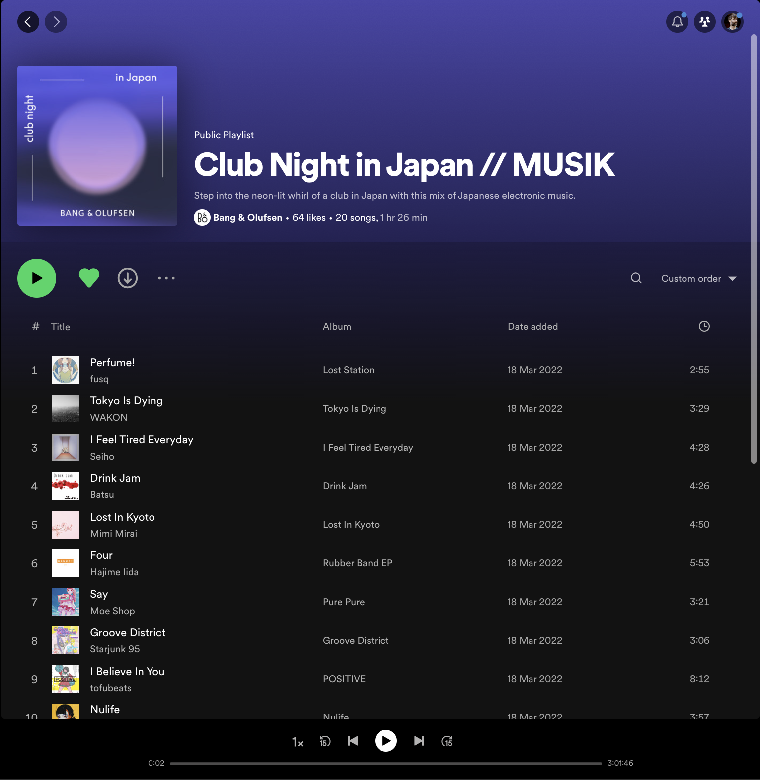 Bang & Olufsen 'Club Night in Japan' playlist