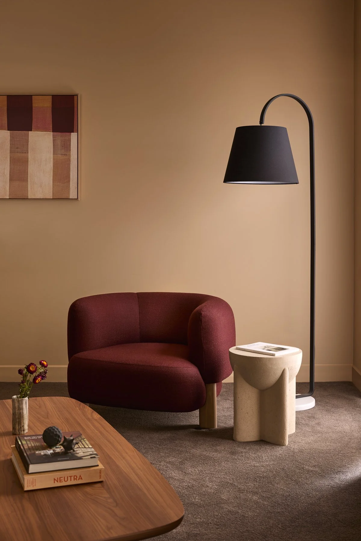 Living room artwork and arm chair