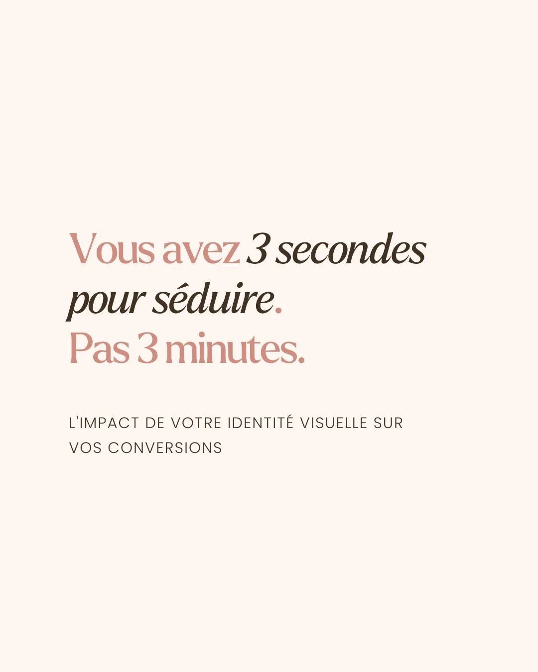 3 secondes. C'est le temps que votre cliente vous accorde pour la convaincre que vous &ecirc;tes la bonne personne.

Pas 3 minutes pour lire votre bio.
Pas 3 &eacute;changes de messages pour comprendre votre approche.
3 secondes. Chrono.

Et dans ces