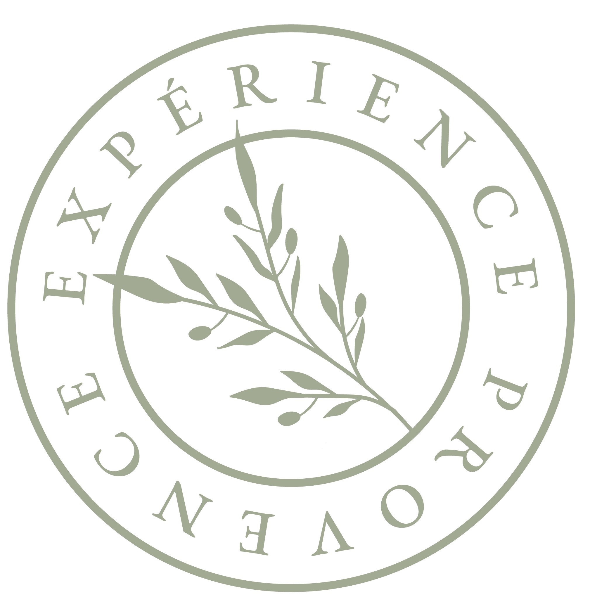 Logo circulaire avec texte en français et illustration botanique au centre.