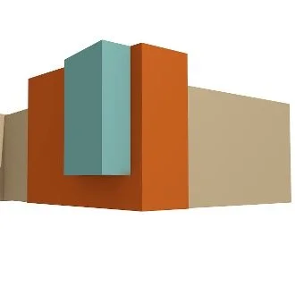 CGI of a residential building, three different blocks. Made with ARCHICAD