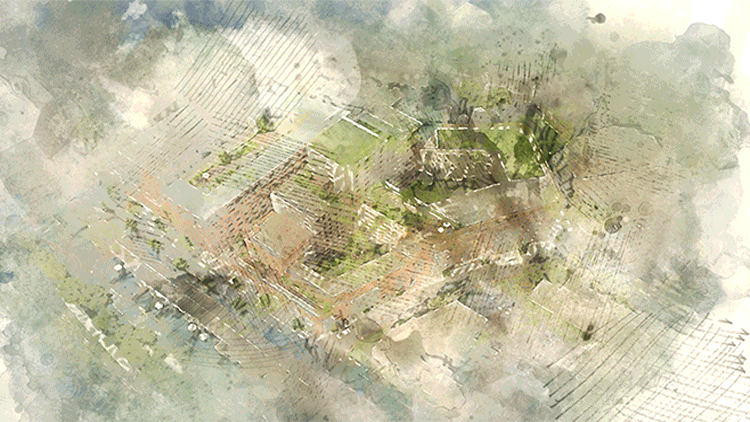 animated images from a sketch to 3D elevation of a residential development