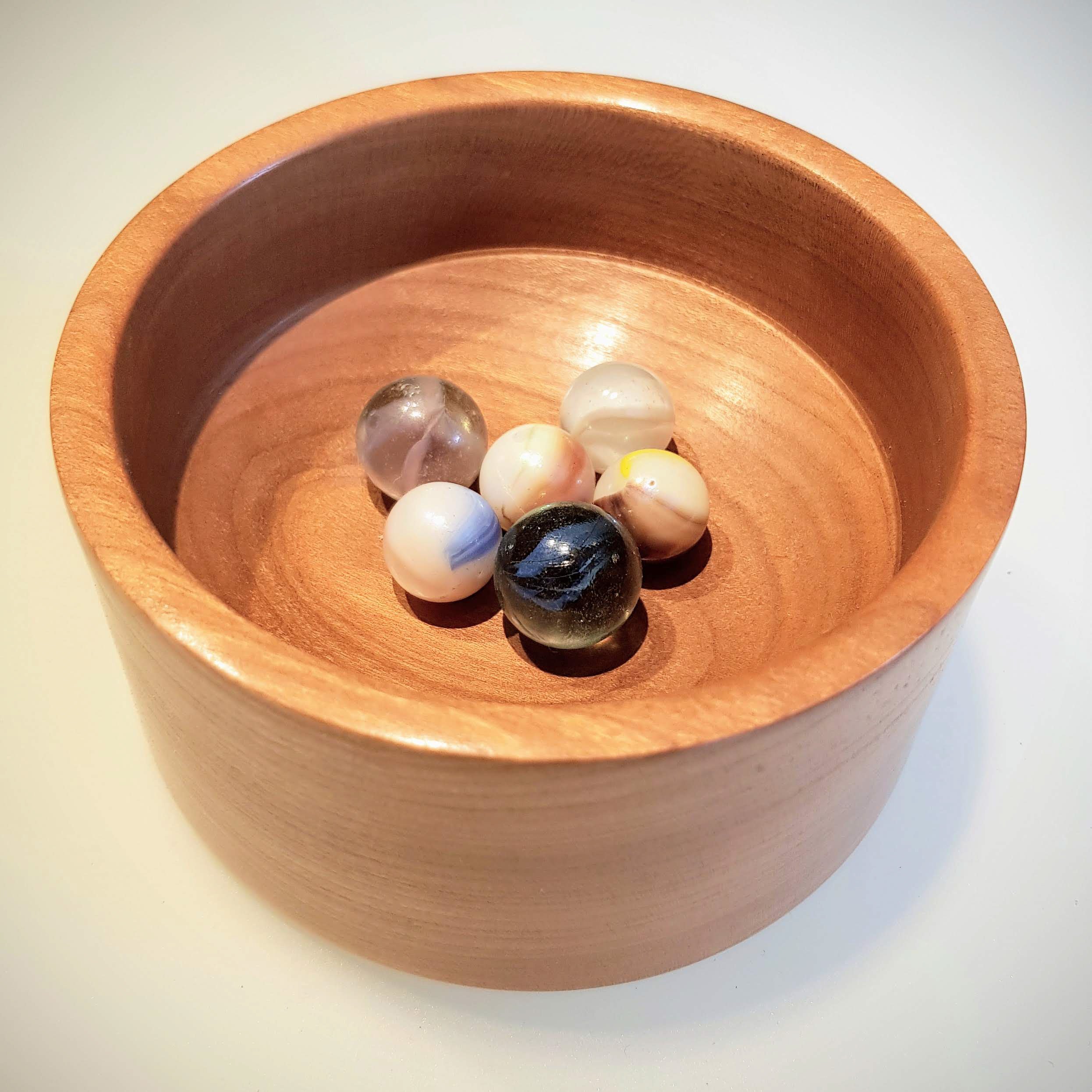 Cherry wood (from our old bed) and marbles