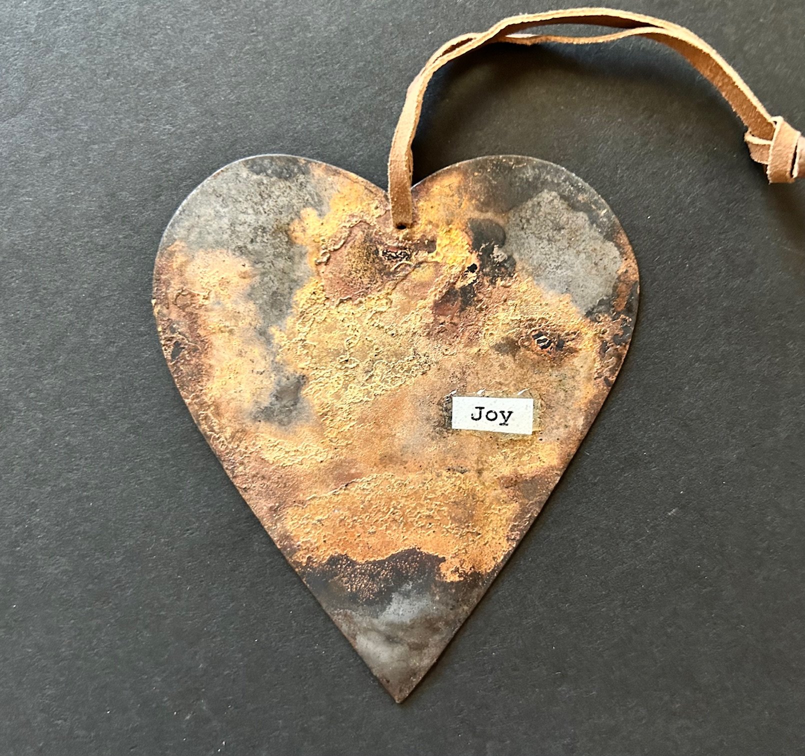 Joy Tin Heart Talisman