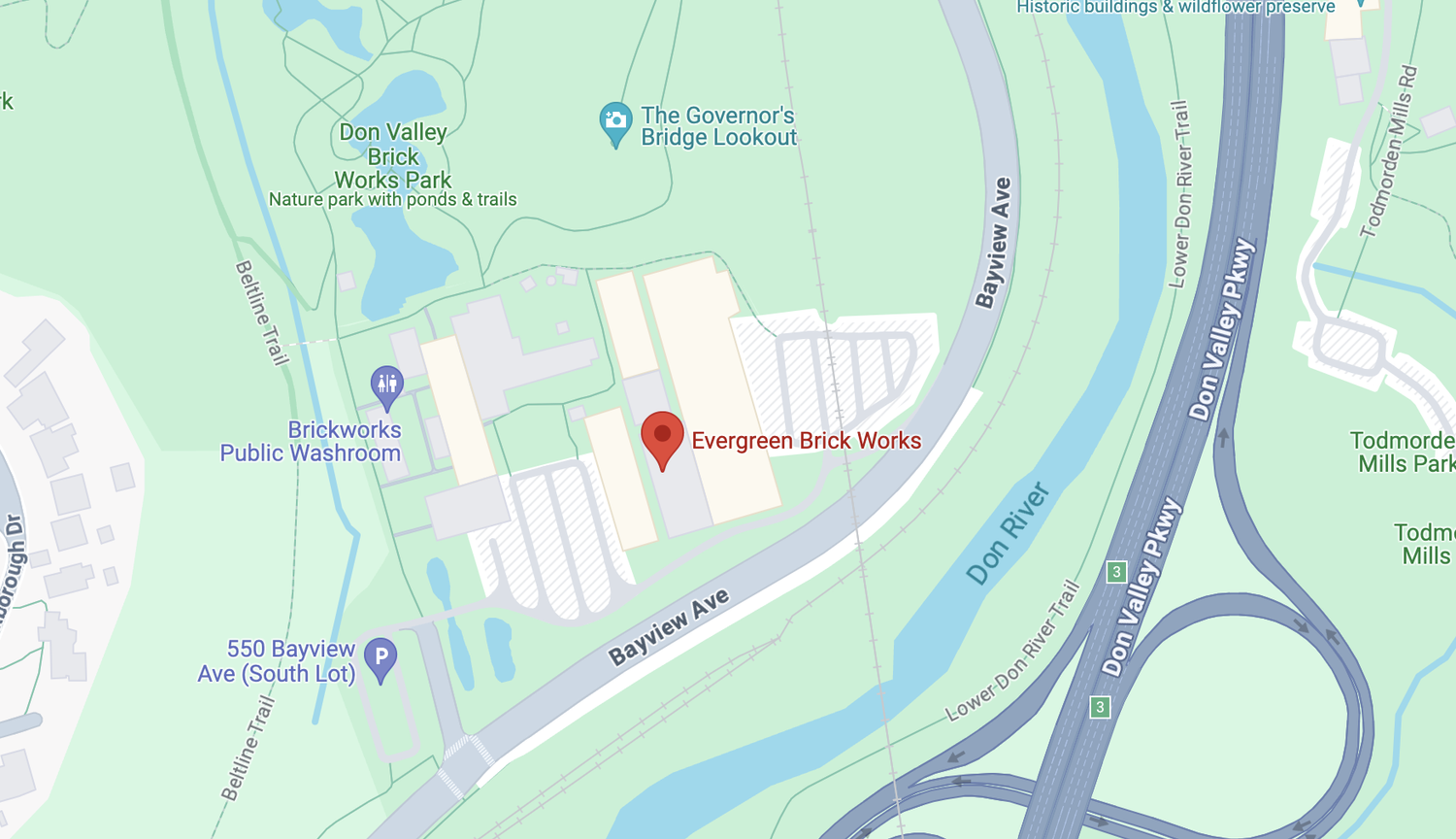 Aerial view map of Evergreen Brick Works