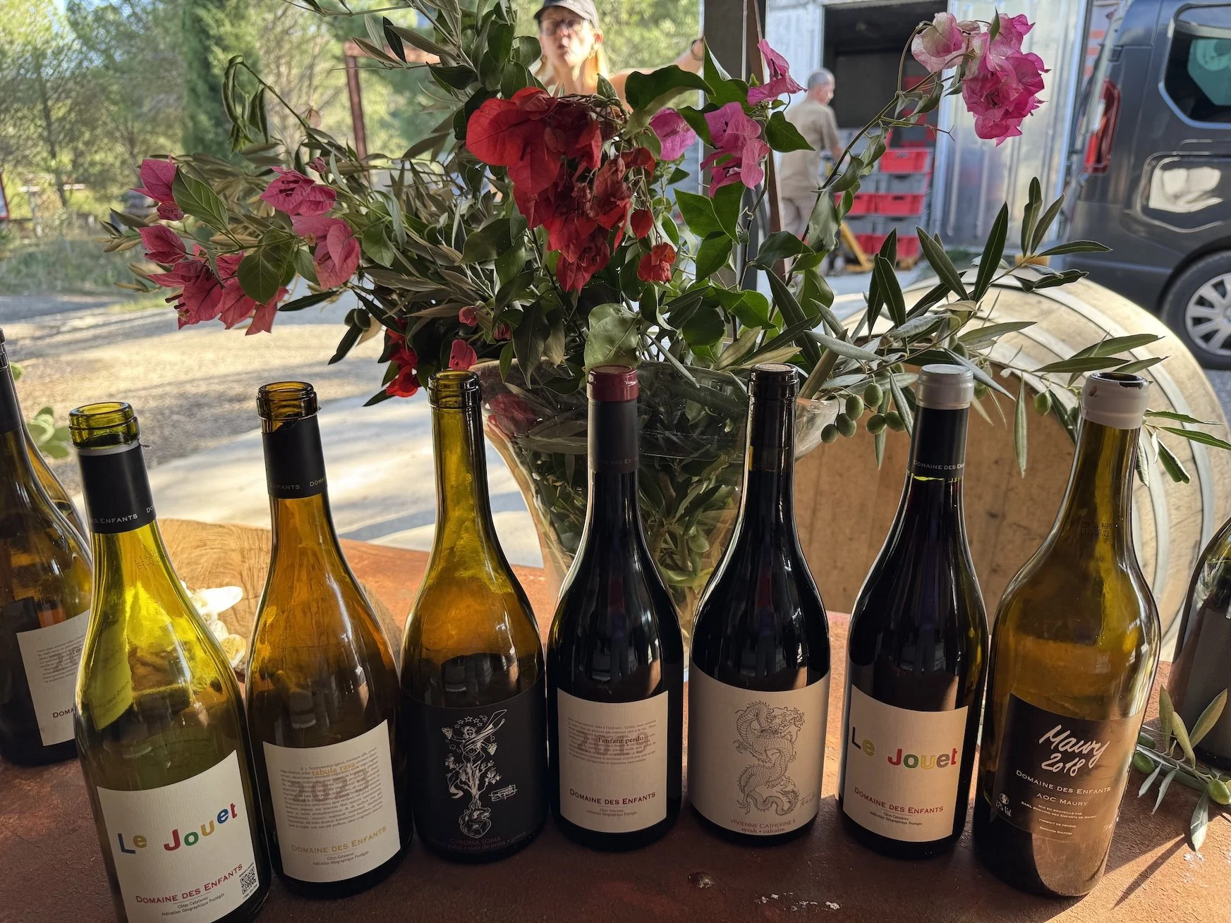 display of local french wines that are tasted on wine experience