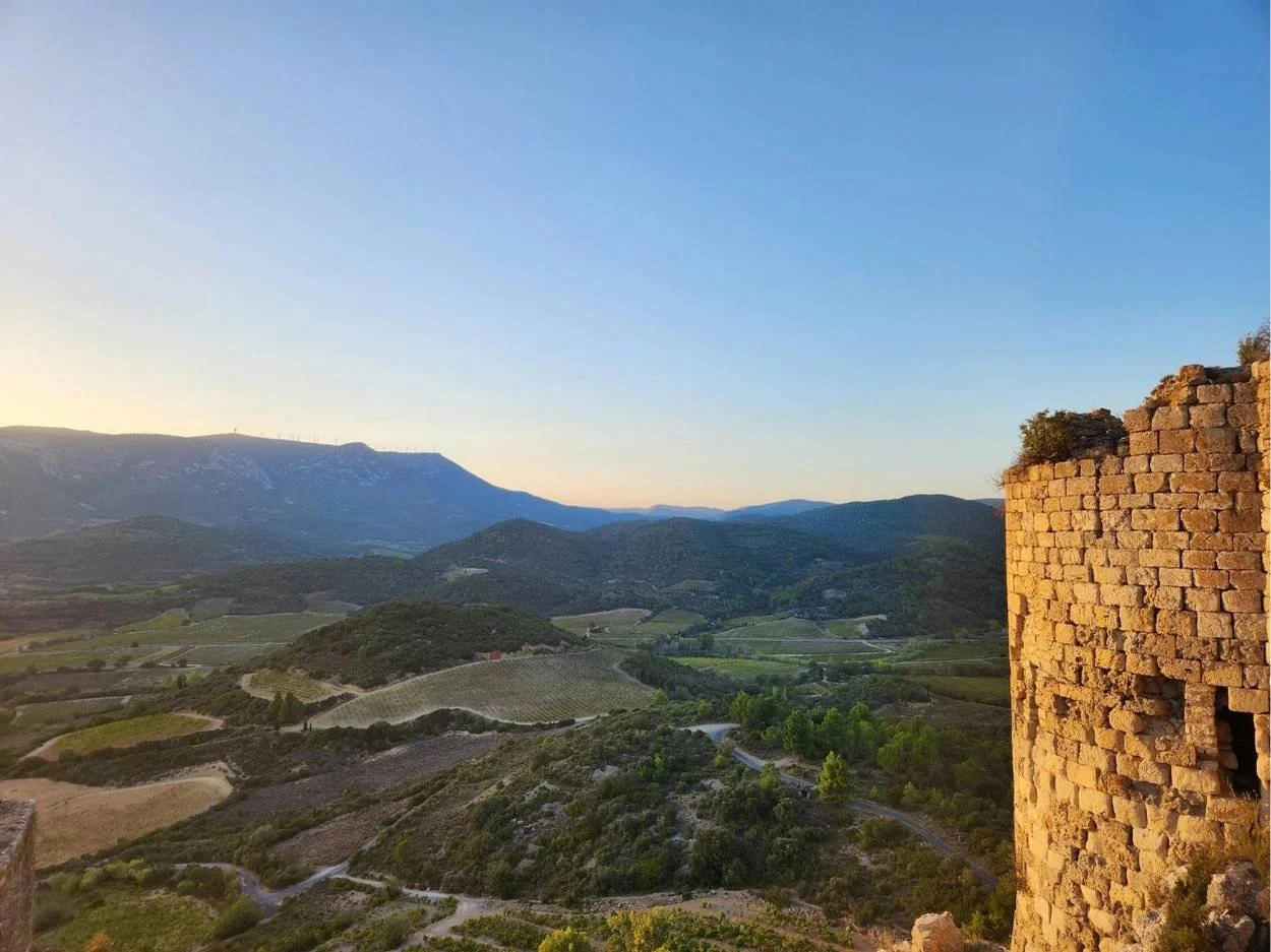 Mountain view from the Aguilar Castle on the Sentier de Cathar
