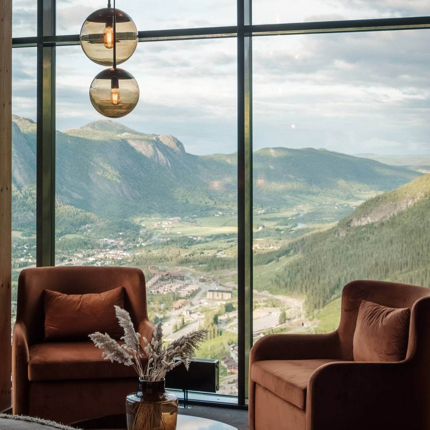 View of Hemsedal from lounge in Skarsnuten Hotel