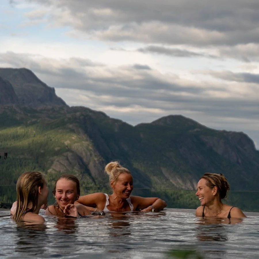 Four women at women's wellness retreat in Norway