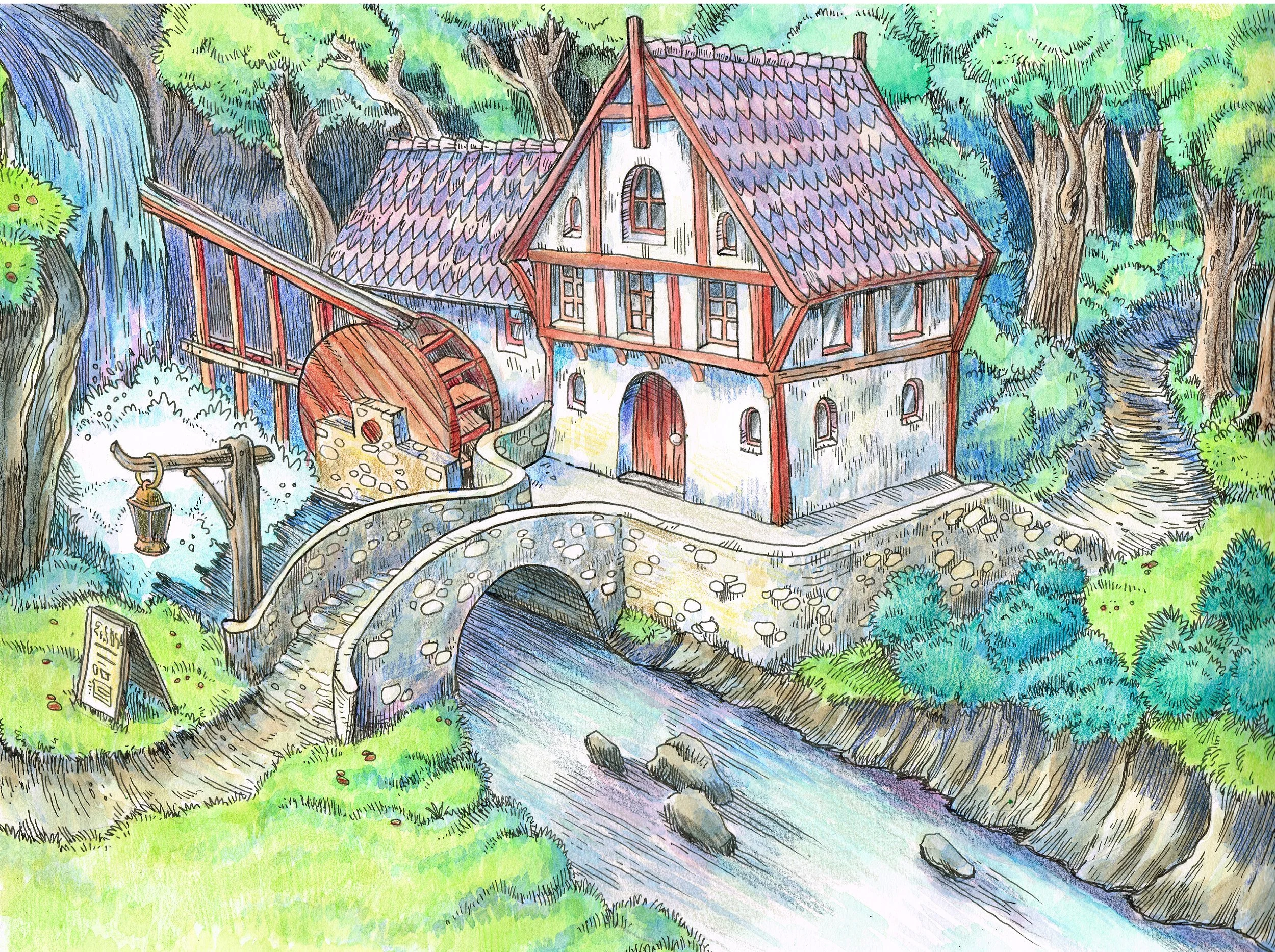 Watermill and bridge