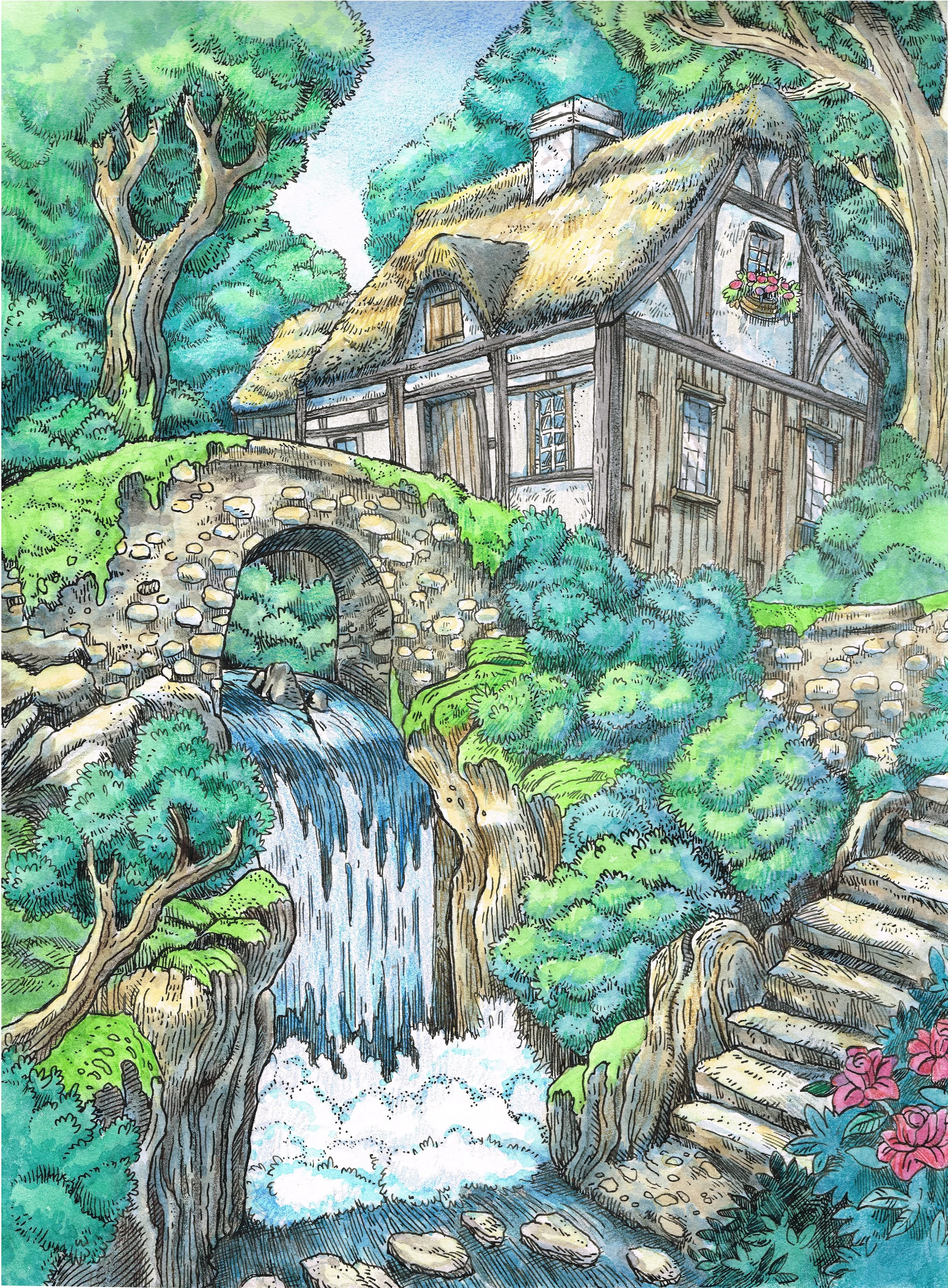 The house near the waterfall