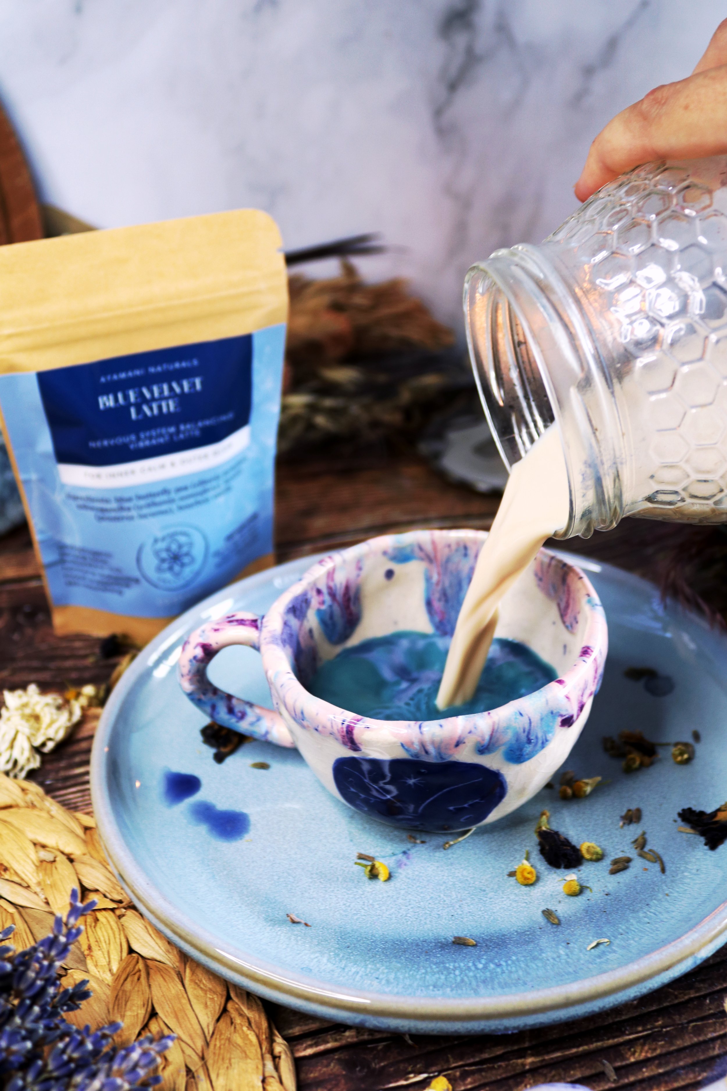 Blue Velvet Moon Milk - A Cozy Blue Buetterfly Pea, Chamomile &amp; Lavender Latte for Slow Evenings