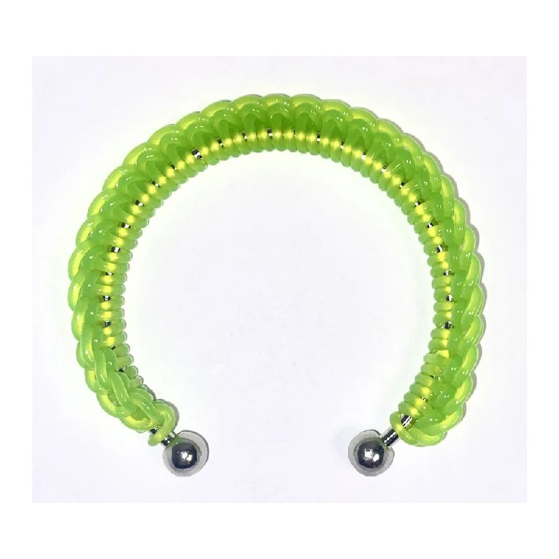 Crochet Neon Lemon-Lime Jelly Yarn® Cuff Bangle Bracelet