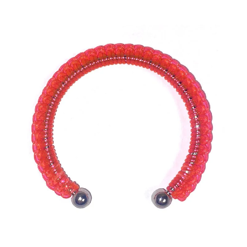 Crochet Hot Pink Candy Jelly Yarn® Cuff Bangle Bracelet