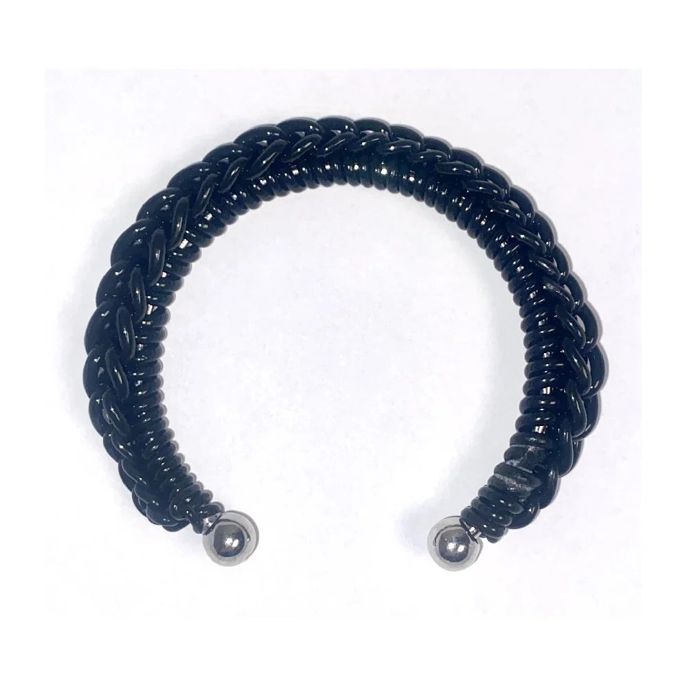 Crochet Black Licorice Jelly Yarn® Cuff Bangle Bracelet