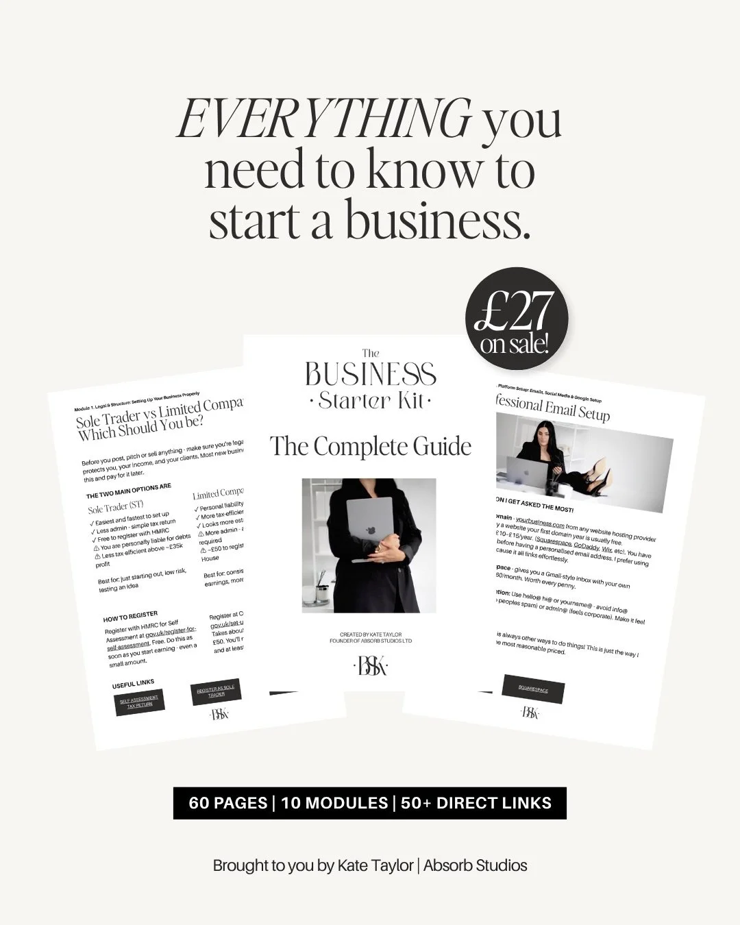 As a brand designer I get asked A LOT of these questions around business - because most clients are new to business, just setting up and figuring it all out. That&rsquo;s why I&rsquo;ve pulled together a complete business set-up guide covering:

Goog
