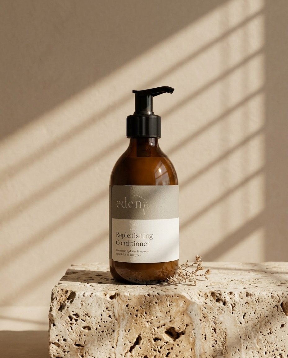 Eden Enhancements. A haircare brand built around everything your hair deserves; Formulated in the UK with the highest quality natural ingredients, vegan, cruelty free and made from recyclable packaging.

The brief was clean, considered and grounded -