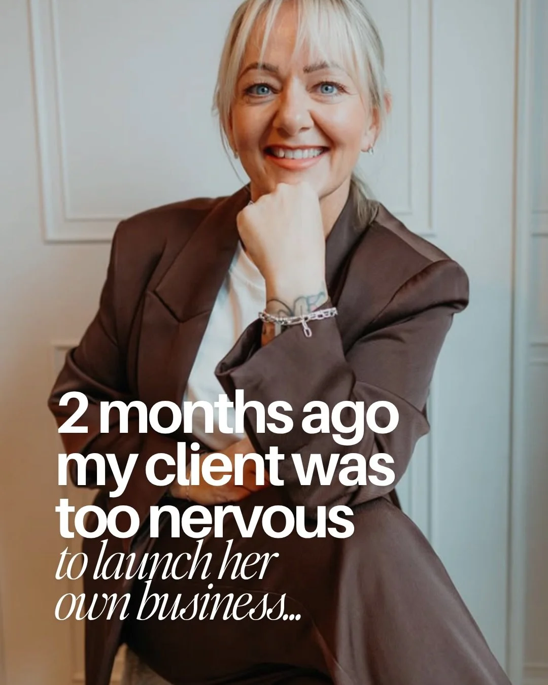My client was too scared to launch her own business - now she&rsquo;s fully booked.

A few months ago she was still working for someone else, overthinking every decision and putting her business off because she was worried to leave her &ldquo;regular