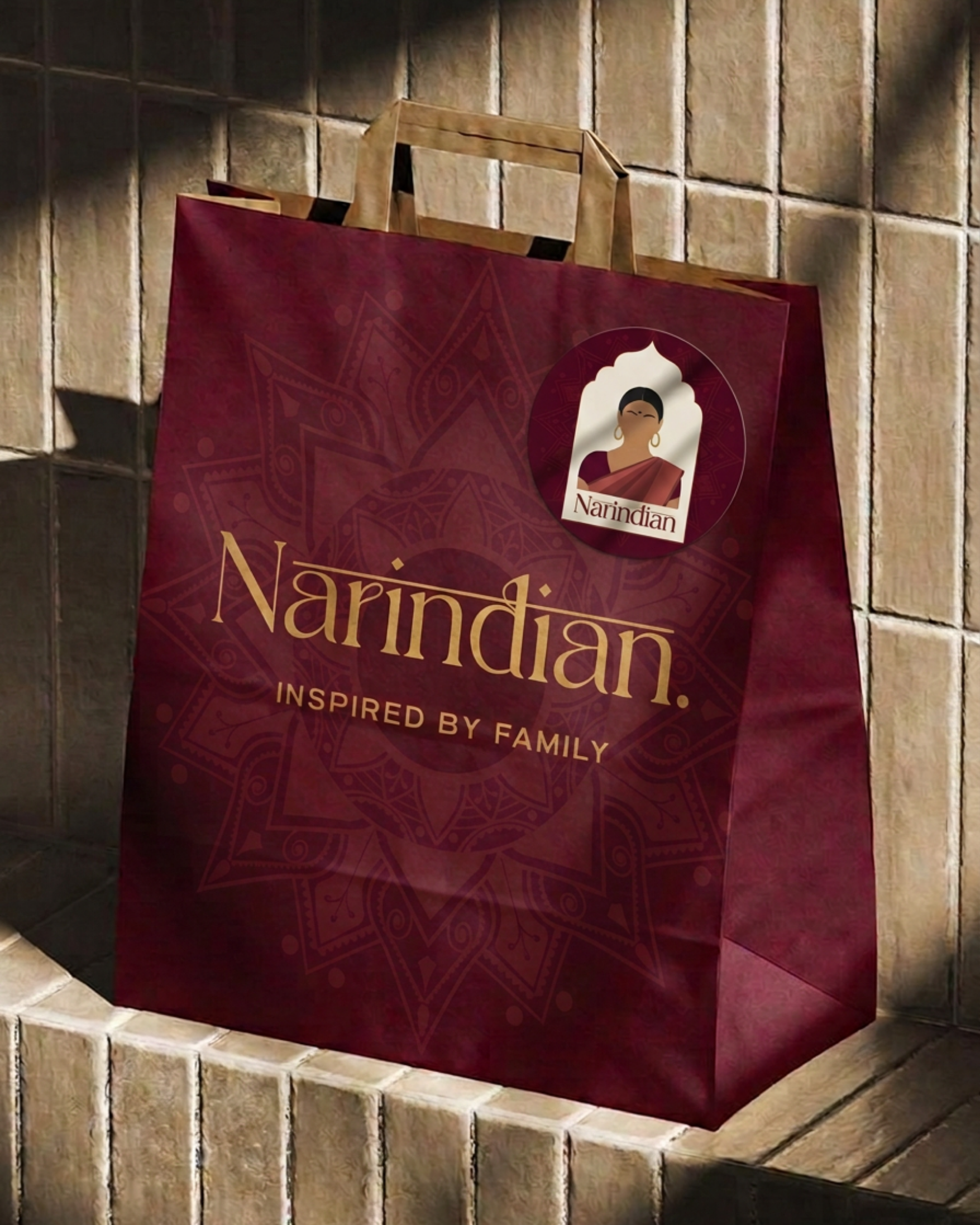 Narindian takeout food bag.absorb studios logo design hull
