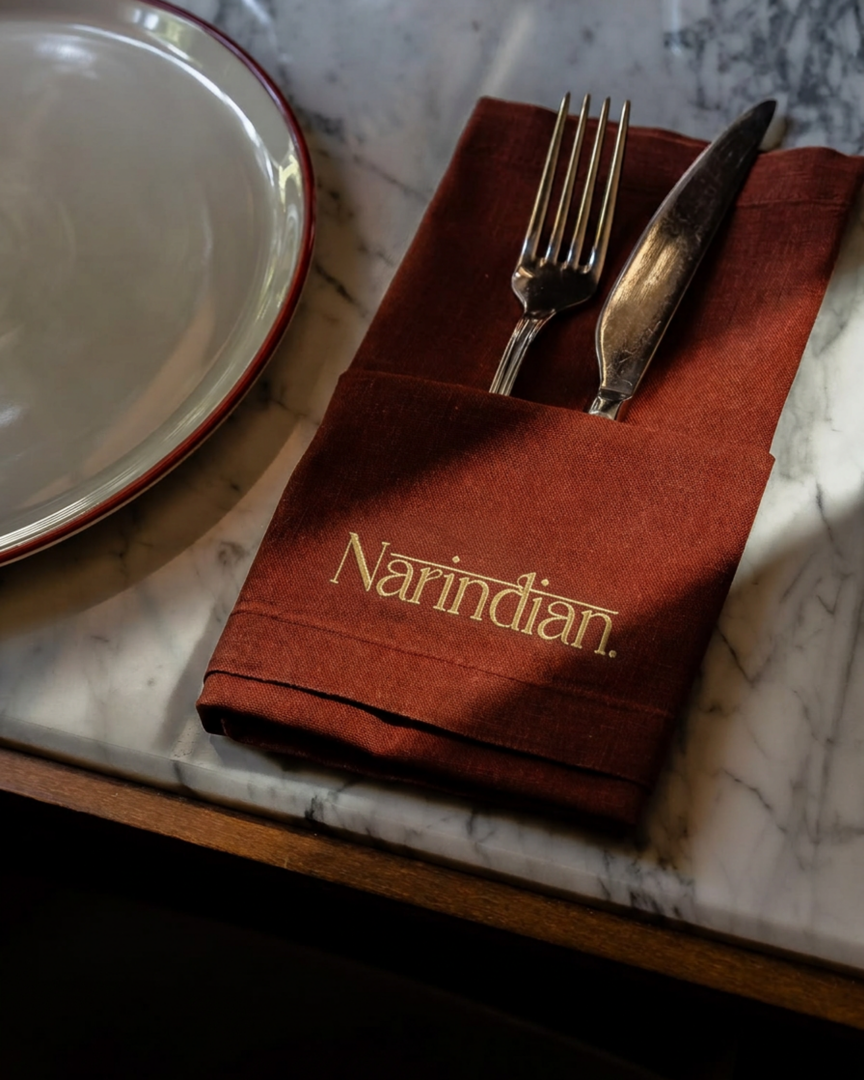 Narindian napkin private chef hull.absorb studios logo design hull