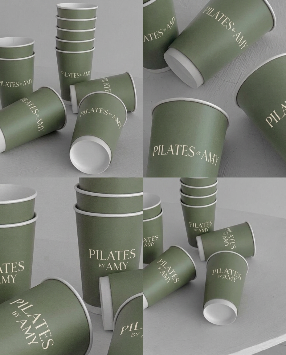 pilates-by-amy-coffee-cups absorb studios logo design hull