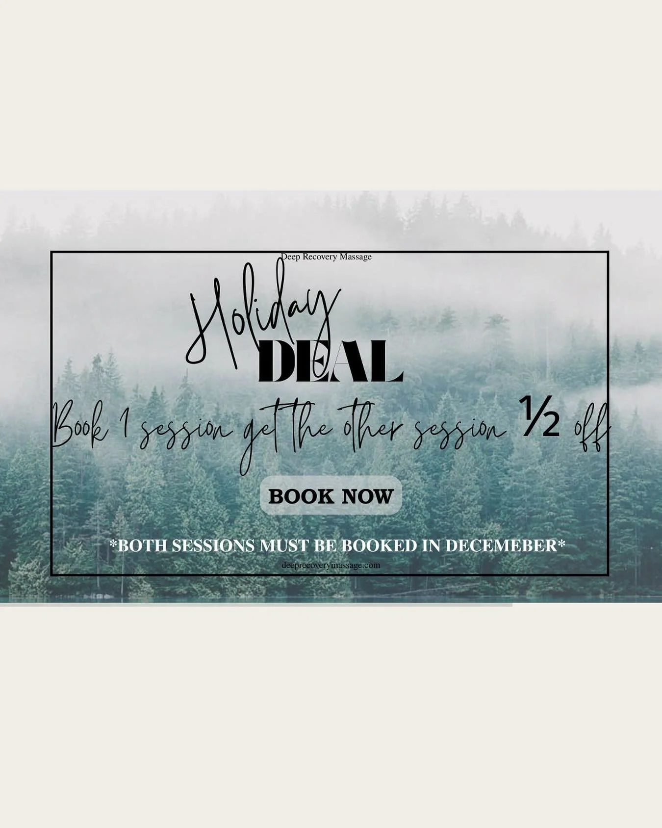 Layton location. Get one massage session get your next one 1/2. Only for the month of December, so get them both booked now..
Call or text to book 801-549-8799
Or book online- link in my bio.